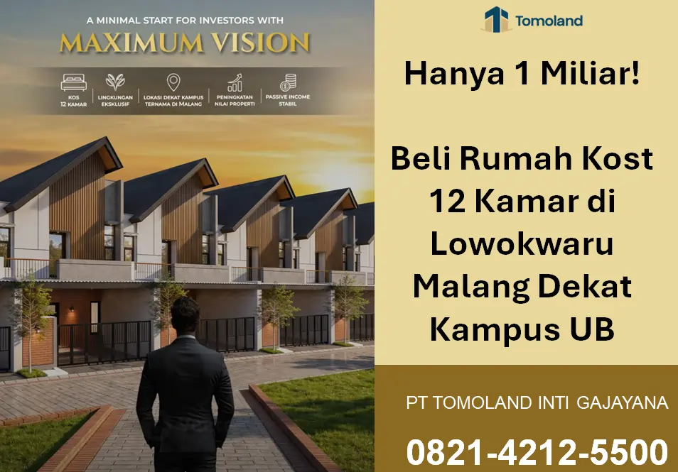 Harga Rumah Kost 12 Kamar di Lowokwaru Malang Terbaru, Cocok untuk Investor