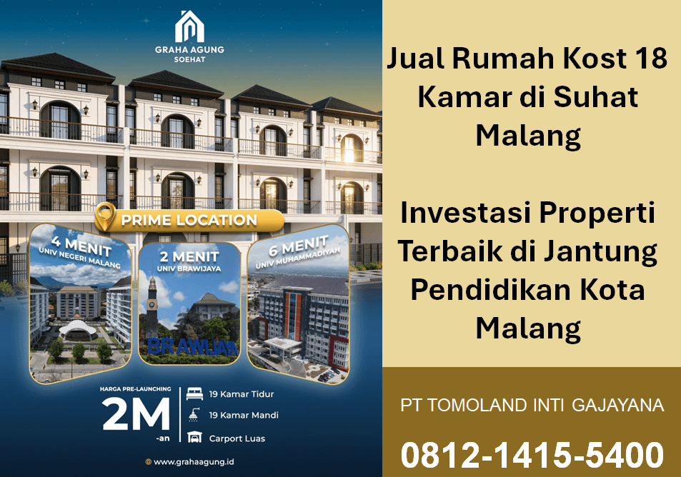 Dijual Kost 18 Kamar di Suhat Malang: Omzet Puluhan Juta, Auto-Pilot!