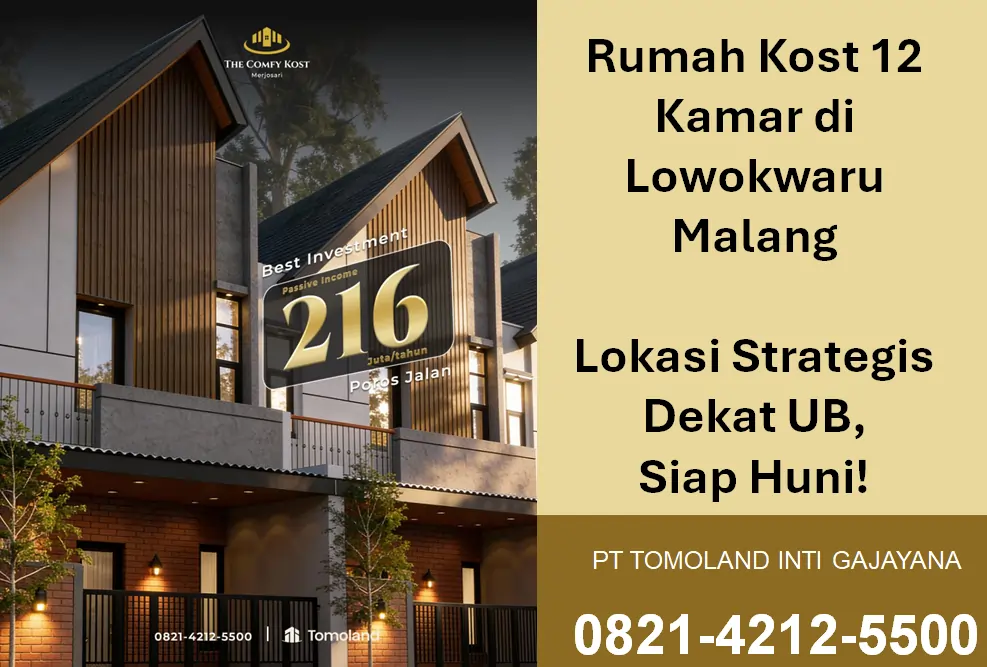 Rumah Kost 12 Kamar Dijual di Lowokwaru Malang, Potensi Pasif Income Menjanjikan