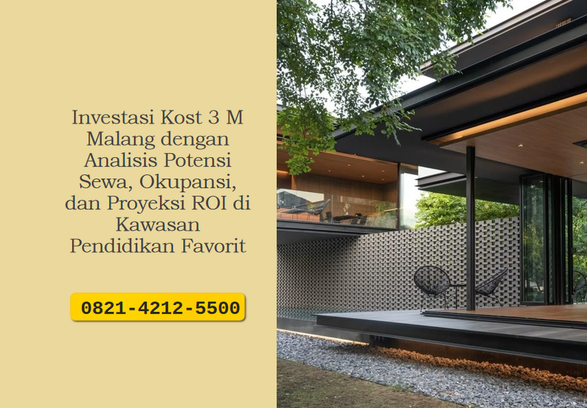 Investasi Kost 3 M Malang dengan Analisis Potensi Sewa, Okupansi, dan Proyeksi ROI di Kawasan Pendidikan Favorit
