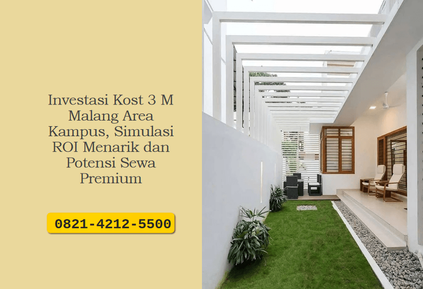 Investasi Kost 3 M Malang Area Kampus, Simulasi ROI Menarik dan Potensi Sewa Premium