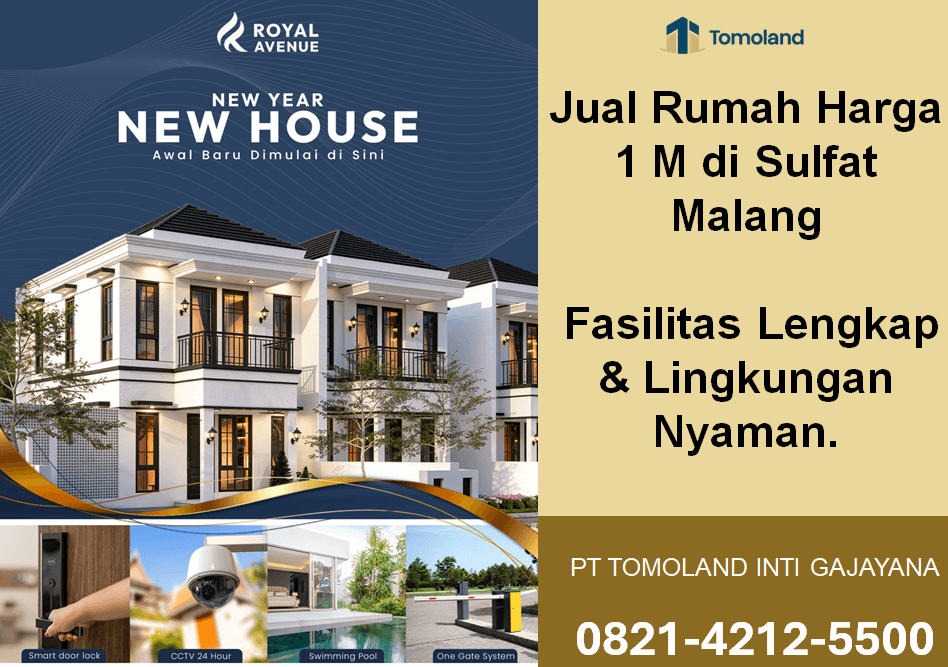 Jual Rumah Harga 1 M Daerah Sulfat Malang, Akses Mudah ke Pusat Kota | Royal Avenue by Tomoland