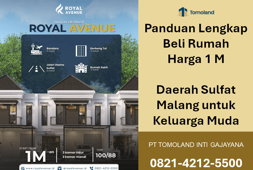 Panduan Beli Rumah Harga 1 M daerah Sulfat Malang: Lokasi, Fasilitas, dan Harga | Royal Avenue by Tomoland