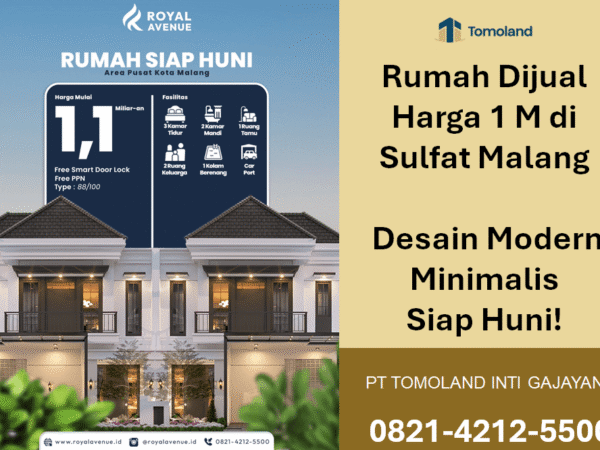Rumah Harga 1 M Daerah Sulfat Malang: Desain 2 Lantai yang Lega dan Modern | Royal Avenue by Tomoland