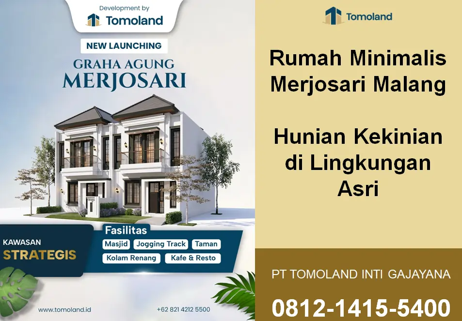 Rumah Minimalis Merjosari Malang, Desain Modern Harga Kompetitif | Graha Agung by Tomoland
