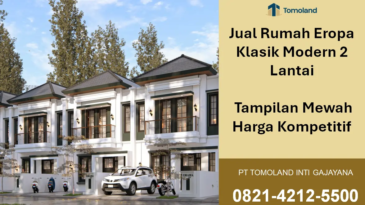 Jual Rumah Eropa Klasik Modern 2 Lantai di Malang, Tampil Mewah & Elegan