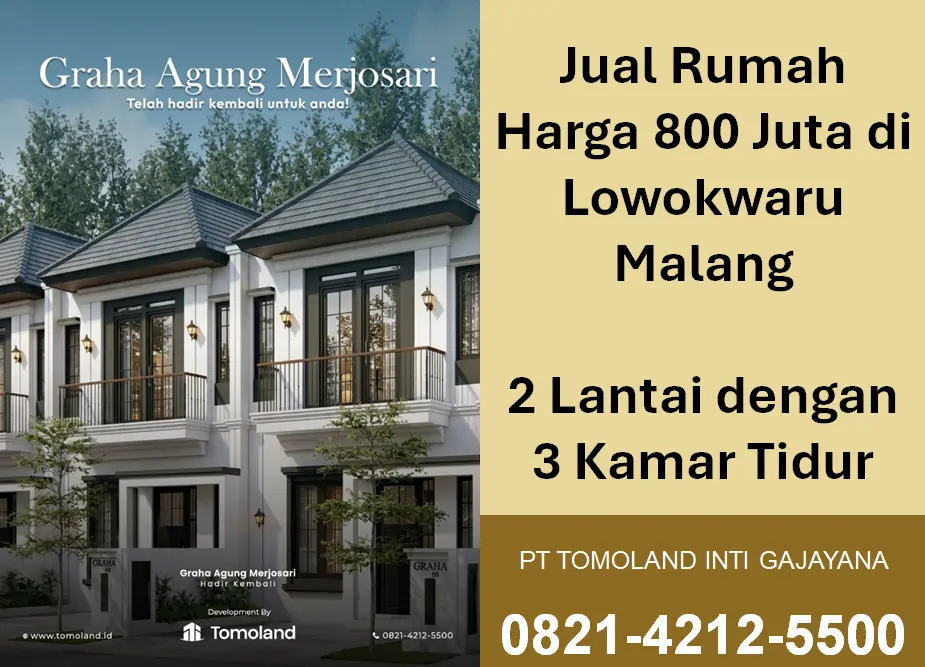 Jual Rumah 800 Juta di Lowokwaru Malang, Lokasi Premium untuk Keluarga | Graha Agung by Tomoland