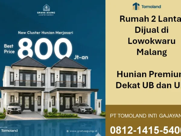 Rumah 2 Lantai Dijual di Lowokwaru Malang, Cicilan Mulai 3 Jutaan