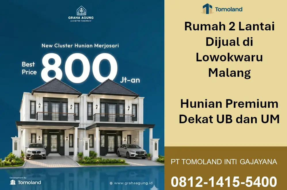 Rumah 2 Lantai Dijual di Lowokwaru Malang, Cicilan Mulai 3 Jutaan