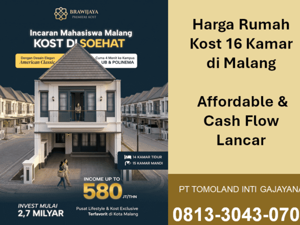 Harga Rumah Kost 16 Kamar di Malang, Hitung Potensi Cuan Sebelum Beli