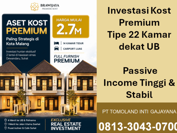 Investasi Kost 22 Kamar Dekat UB, Potensi Passive Income 580 Juta