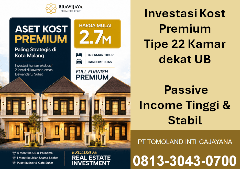 Investasi Kost 22 Kamar Dekat UB, Potensi Passive Income 580 Juta