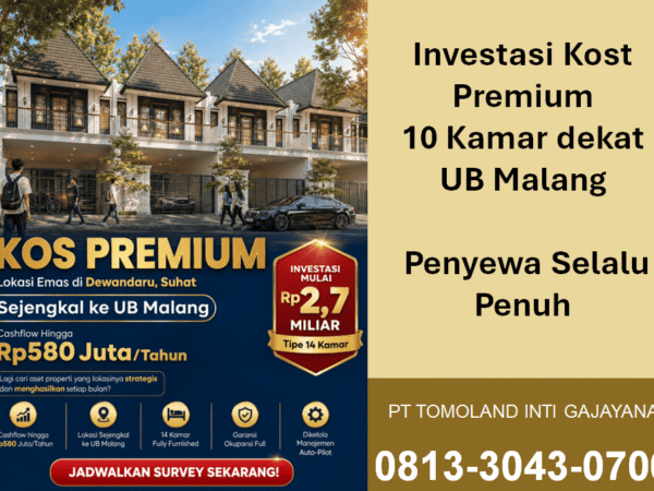 Investasi Kost Premium 10 Kamar Dekat UB, Strategis untuk Investor