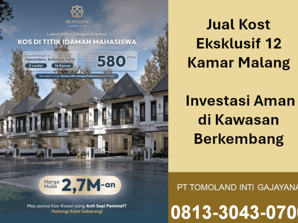 Jual Kost Eksklusif 12 Kamar di Malang Dekat Kampus UB dan Pusat Kota