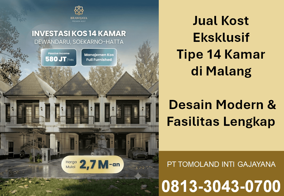 Jual Kost Eksklusif 14 Kamar di Malang, Siap Jadi Mesin Passive Income